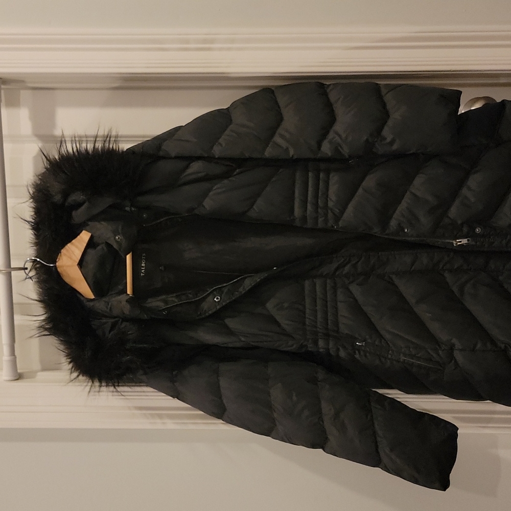 Talbots downed puffer coat. Black, faux fur lining removable.XL - Picture 6 of 8